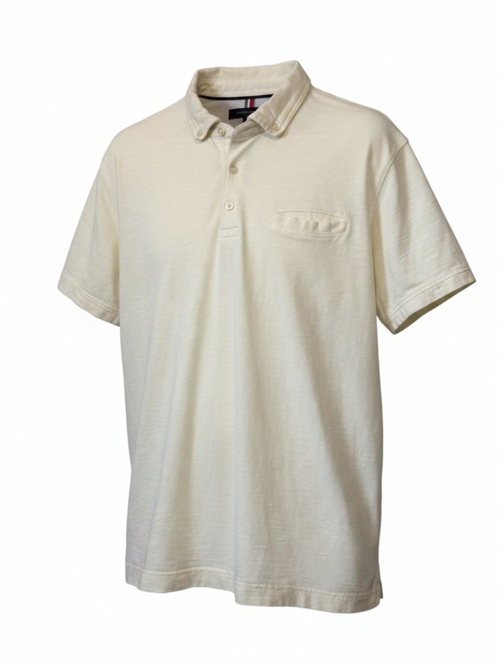 Tommy Hilfiger 100% Cotton Men's Cream Slim-Fit Button-Down Collar Polo Size XL